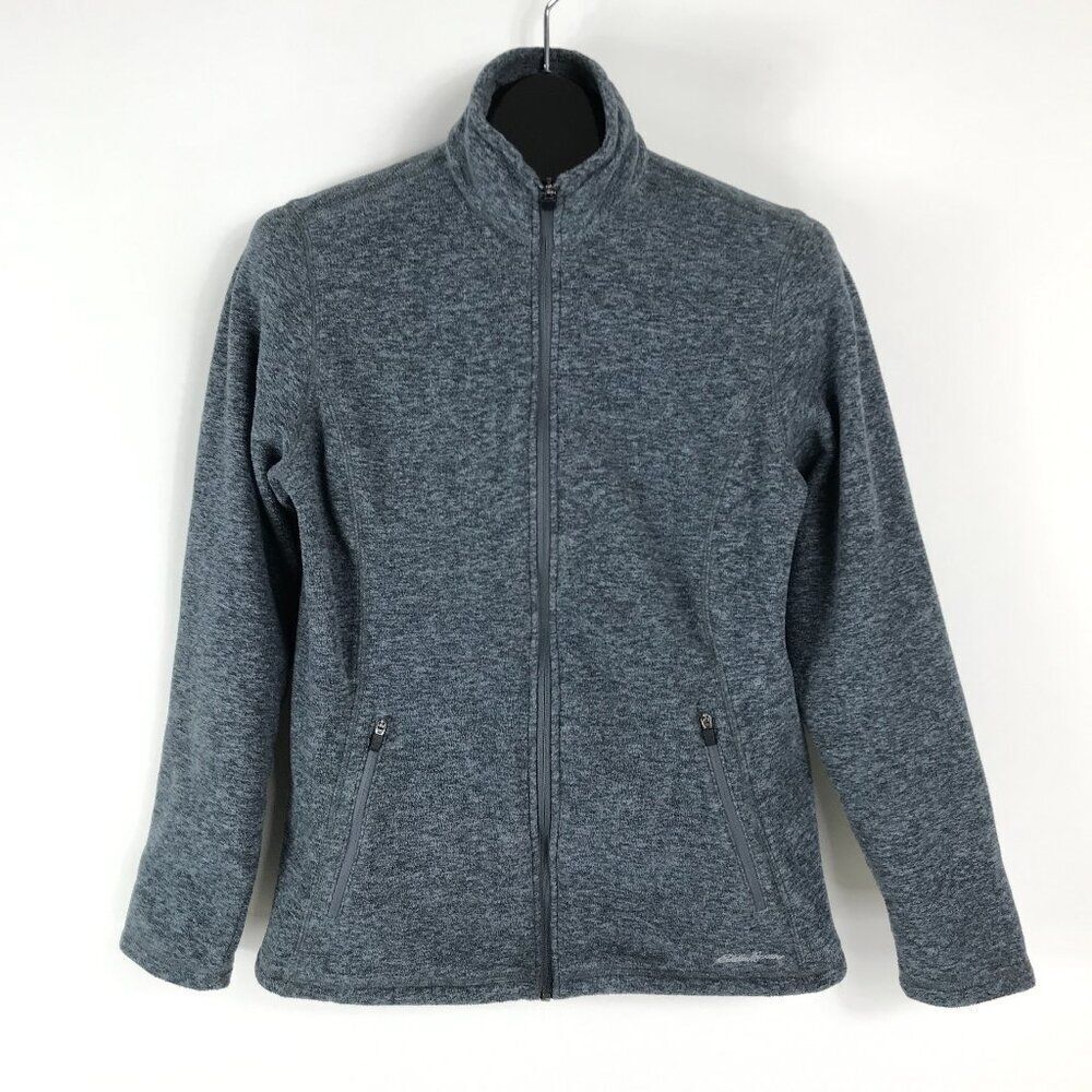 Eddie Bauer Fleece Full Zip Jacket Women's Medium Gray Active Pockets Outdoor